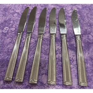 Wallace WAS244 Stainless Steel Flatware Solid Dinner Knife Knives Set Of 6